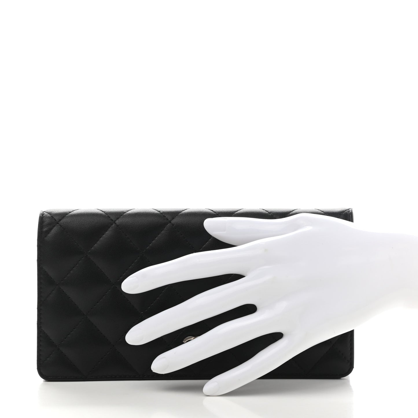 Lambskin Quilted Yen Wallet Black