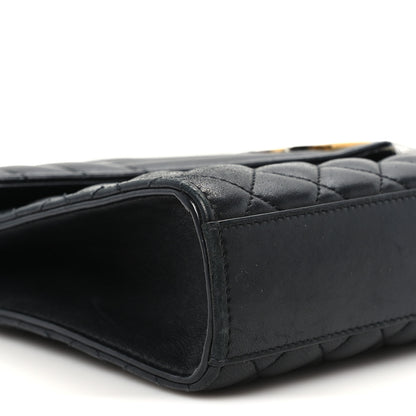 Saint Laurent Lambskin Mixed Matelasse Triquilt Medium Monogram Satchel Black 9 of 10