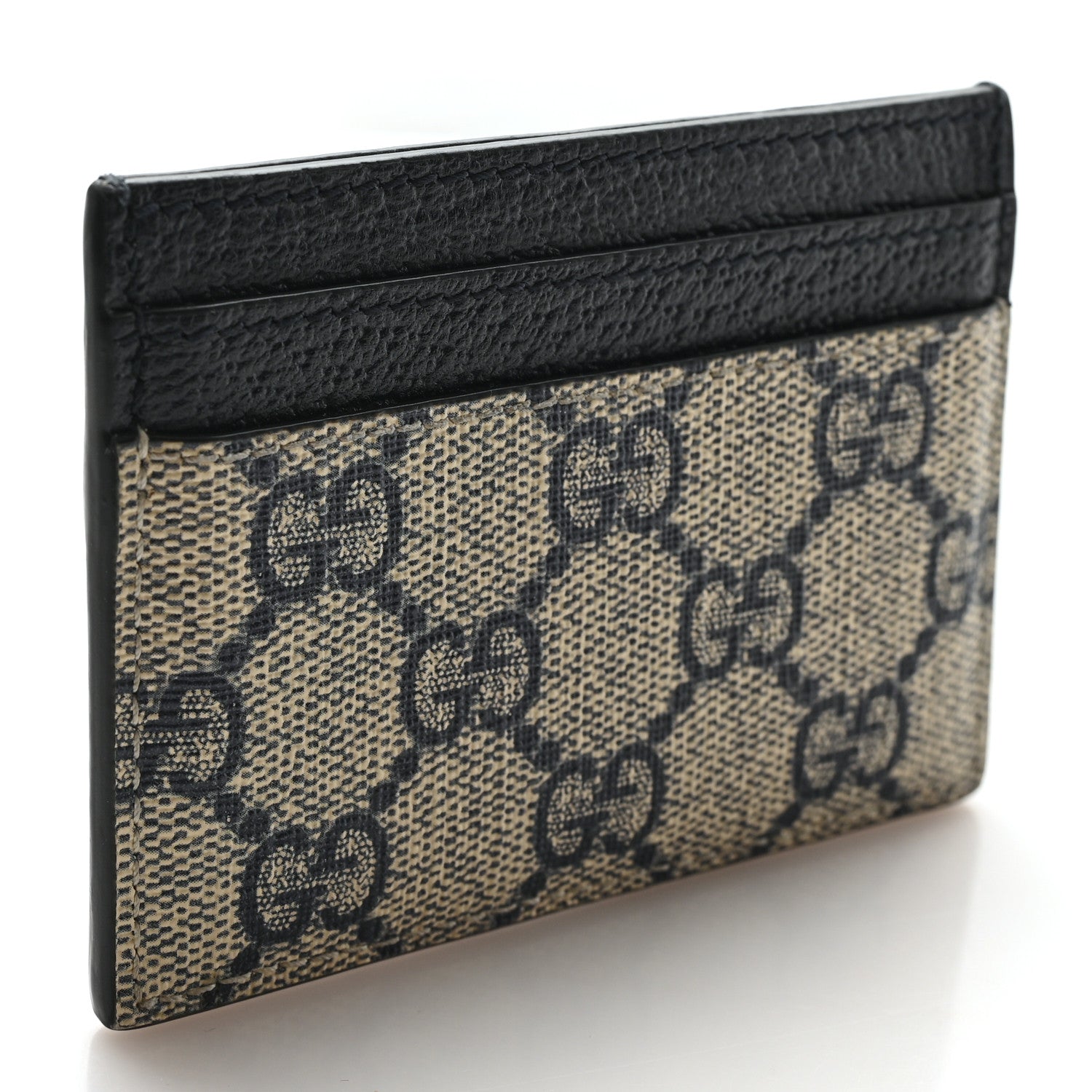 Gucci GG Supreme Monogram Textured Dollar Calfskin Web Ophidia Card Holder Beige Blue 3 of 6