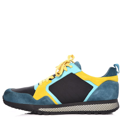 Gucci Suede Calfskin Mens Low Top Sneakers 11 Teal Yellow 1 of 9