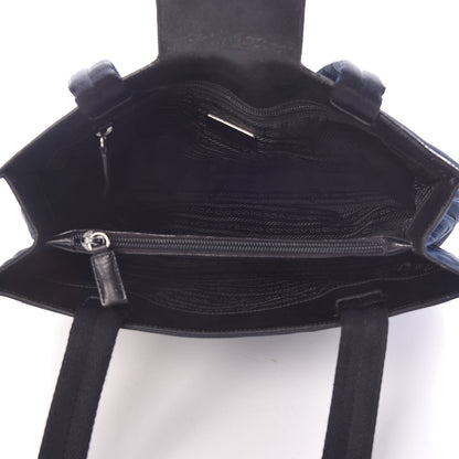 Prada Tessuto Nylon Nappa Tote Blue 5 of 17