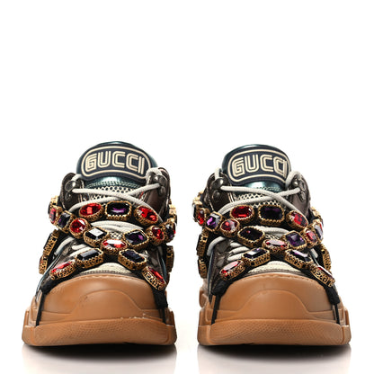 Gucci X SEGA Metallic Calfskin Mesh Removable Crystals Womens Flashtrek Sneakers 36 Rame Mystic White Lago 2 of 7