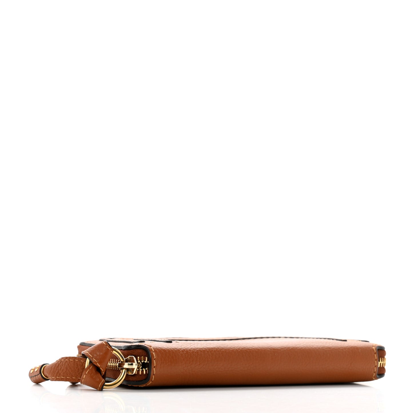 Grained Calfskin Marcie Long Zip Around Wallet Tan