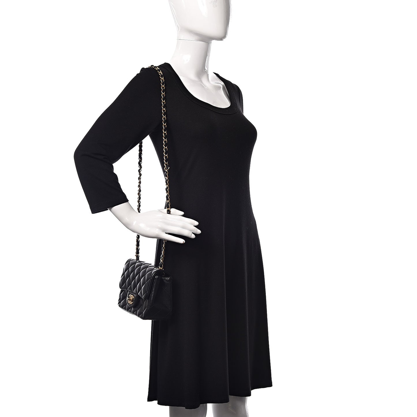 Lambskin Quilted Mini Square Flap Black