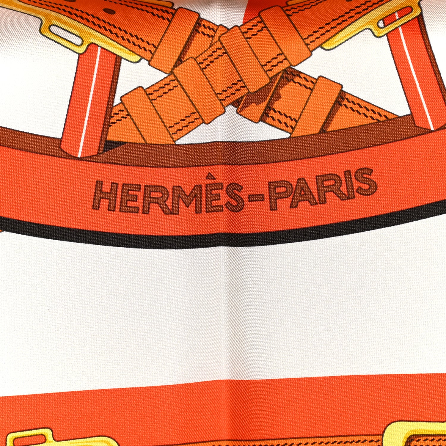 Hermes Silk En Roue Libre Scarf 90 White Orange Gold 2 of 6