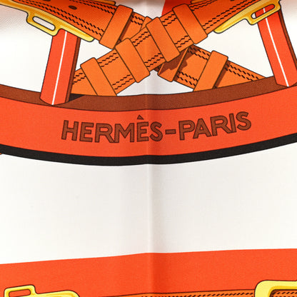 Hermes Silk En Roue Libre Scarf 90 White Orange Gold 2 of 6