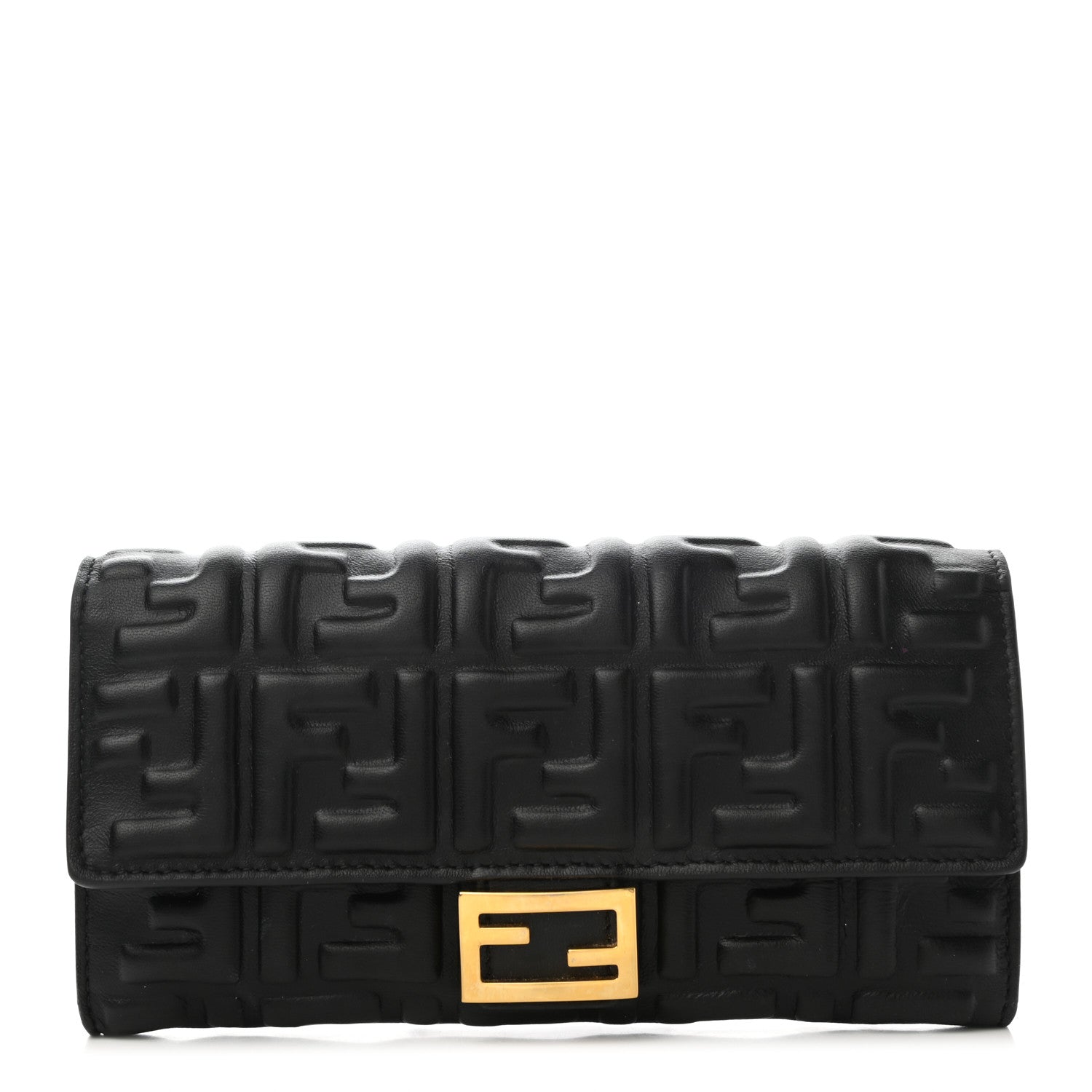 Fendi Nappa Matisse FF Embossed Continental Wallet Black 1 of 11