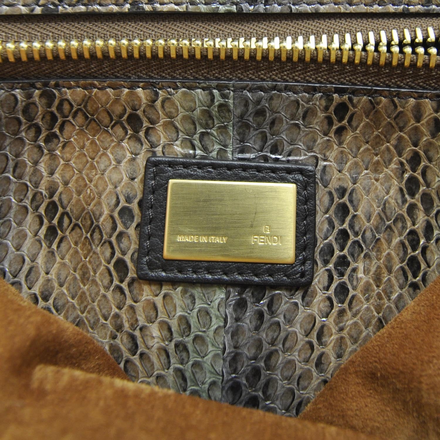 Fendi Goatskin Python Medium Peekaboo Iconic Satchel Ocra 8 of 11