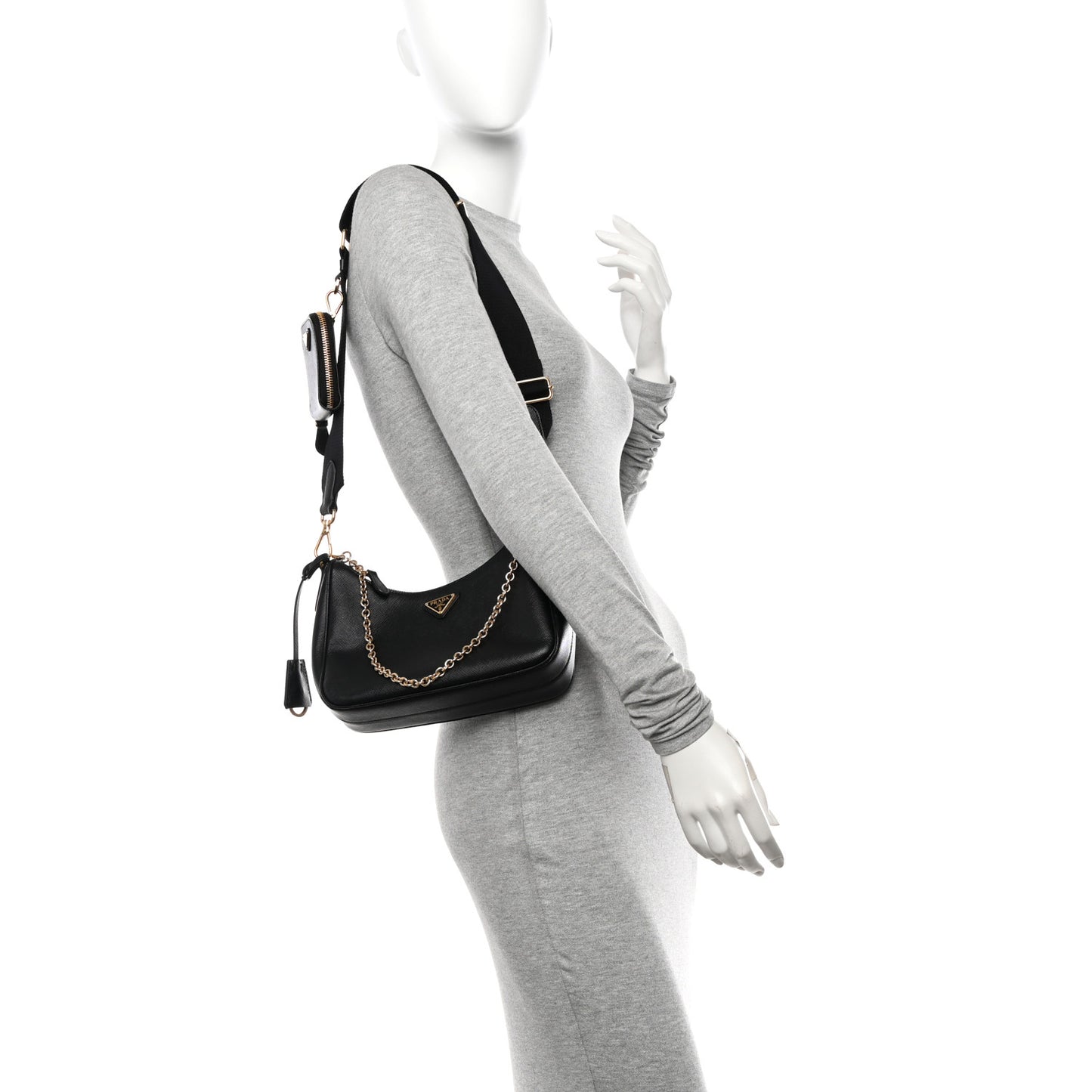 Saffiano Lux Re-Edition 2005 Shoulder Bag Black