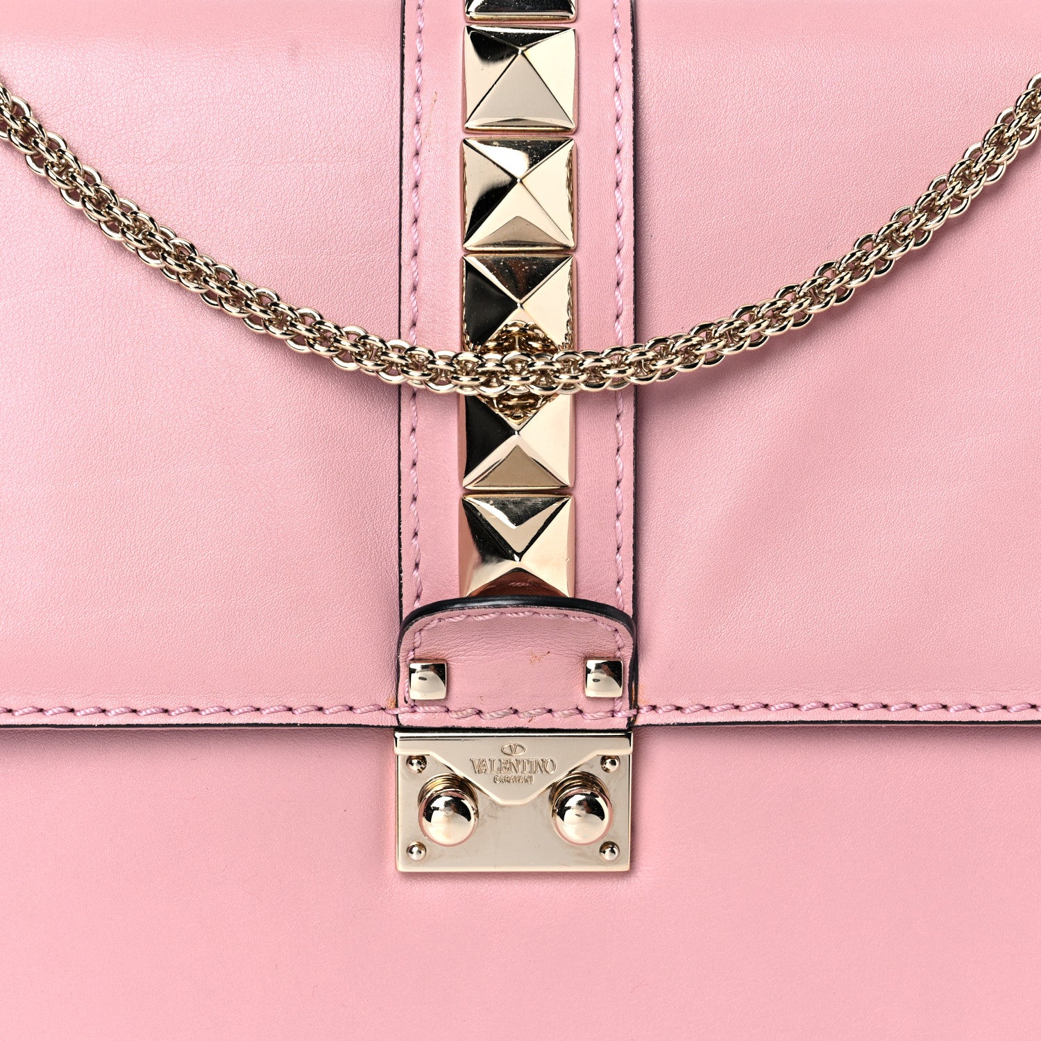 Valentino Garavani Vitello Large Glam Lock Rockstud Flap Pop Gardenia 7 of 16