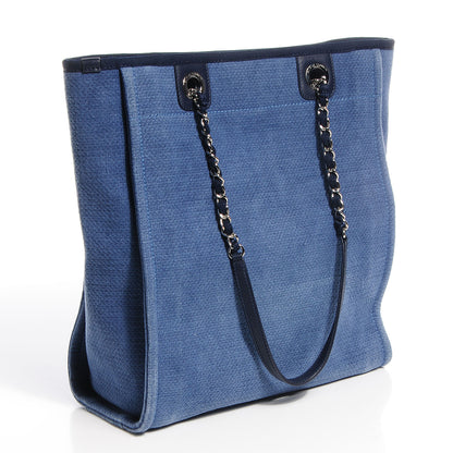 Chanel Toile Small Deauville Tote Denim Blue 3 of 9