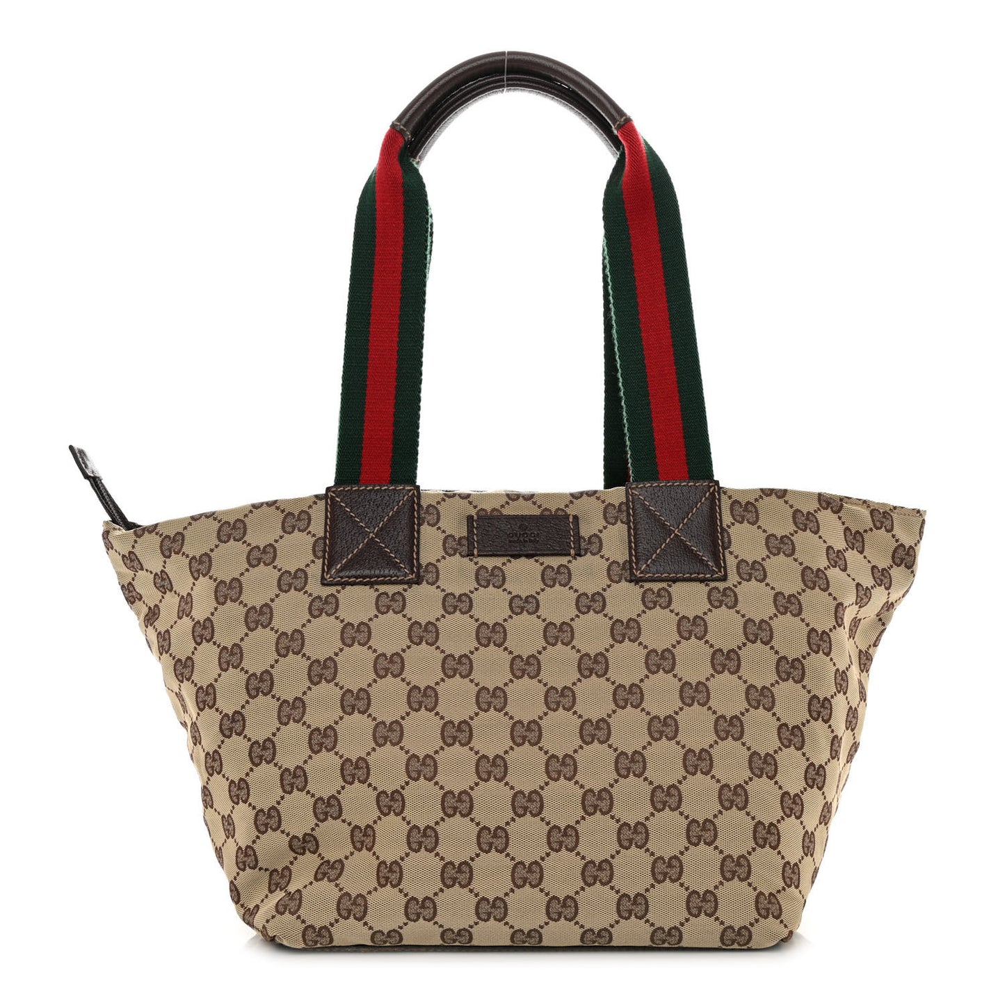 GG Monogram Medium Web Handle Bucket Tote Dark Brown