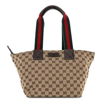 Gucci GG Monogram Medium Web Handle Bucket Tote Dark Brown 1 of 10
