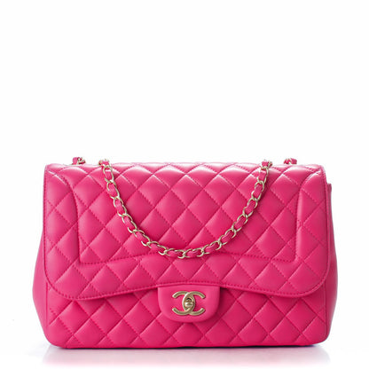 Chanel Lambskin Quilted Jumbo Mademoiselle Chic Flap Fuchsia 1 of 8
