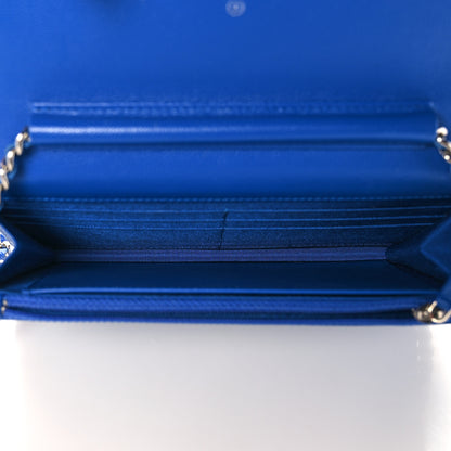 Chanel Caviar Chevron Quilted Wallet On Chain WOC Blue 5 of 10