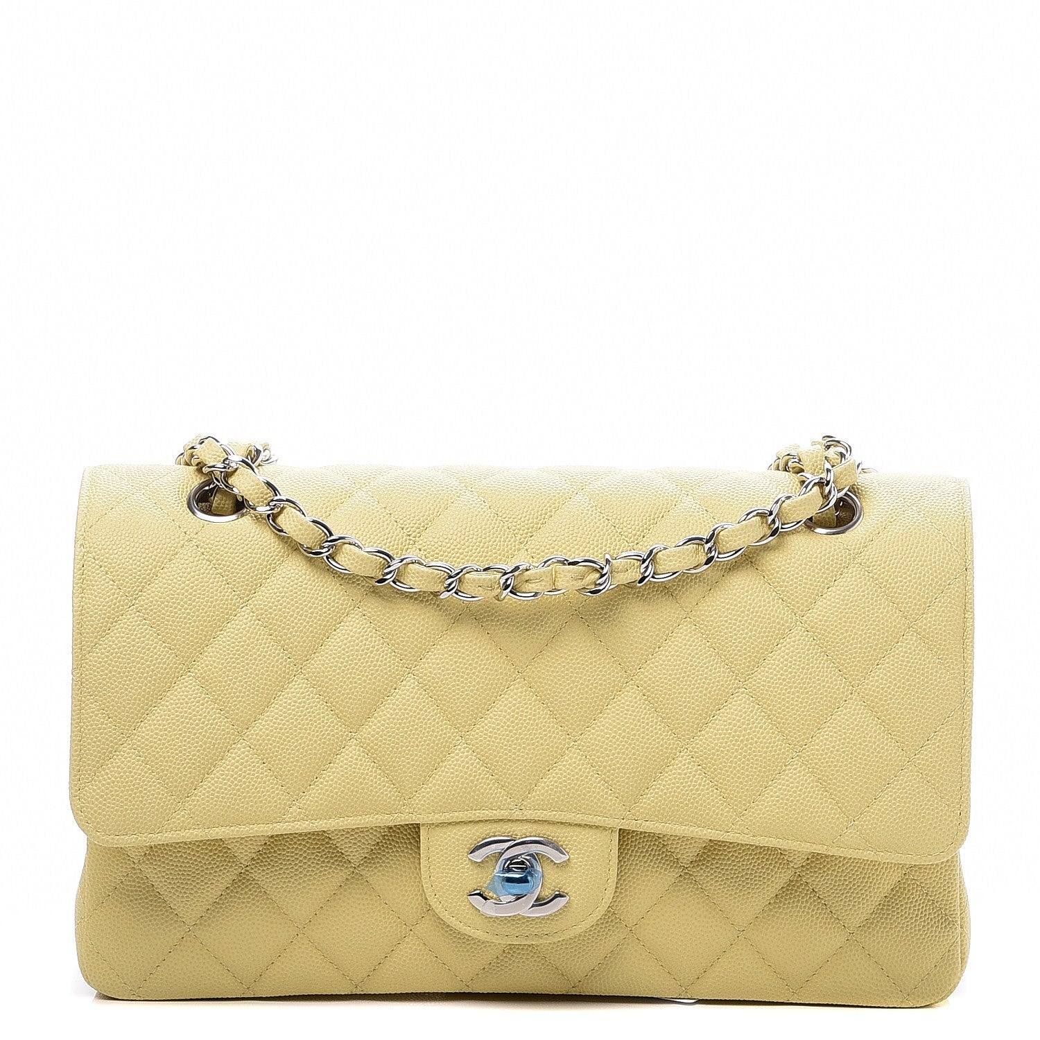 Chanel Caviar Quilted Medium Double Flap Light Yellow 1 of 8