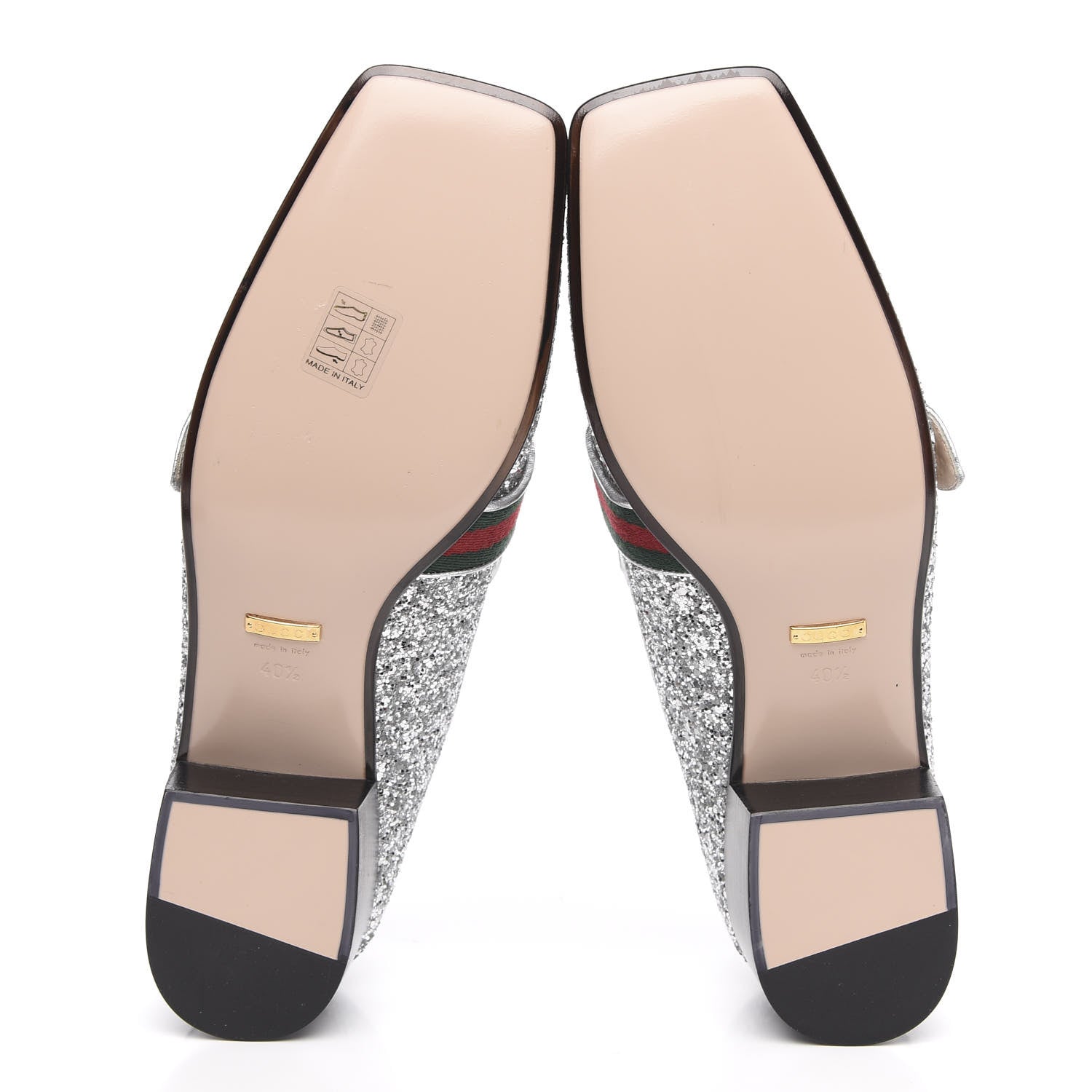 Gucci Glitter Web Peyton Loafers 40.5 Silver 5 of 9