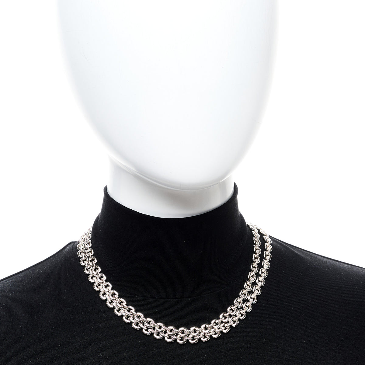 Sterling Silver Thoroughbred Cushion Link Double Row Necklace
