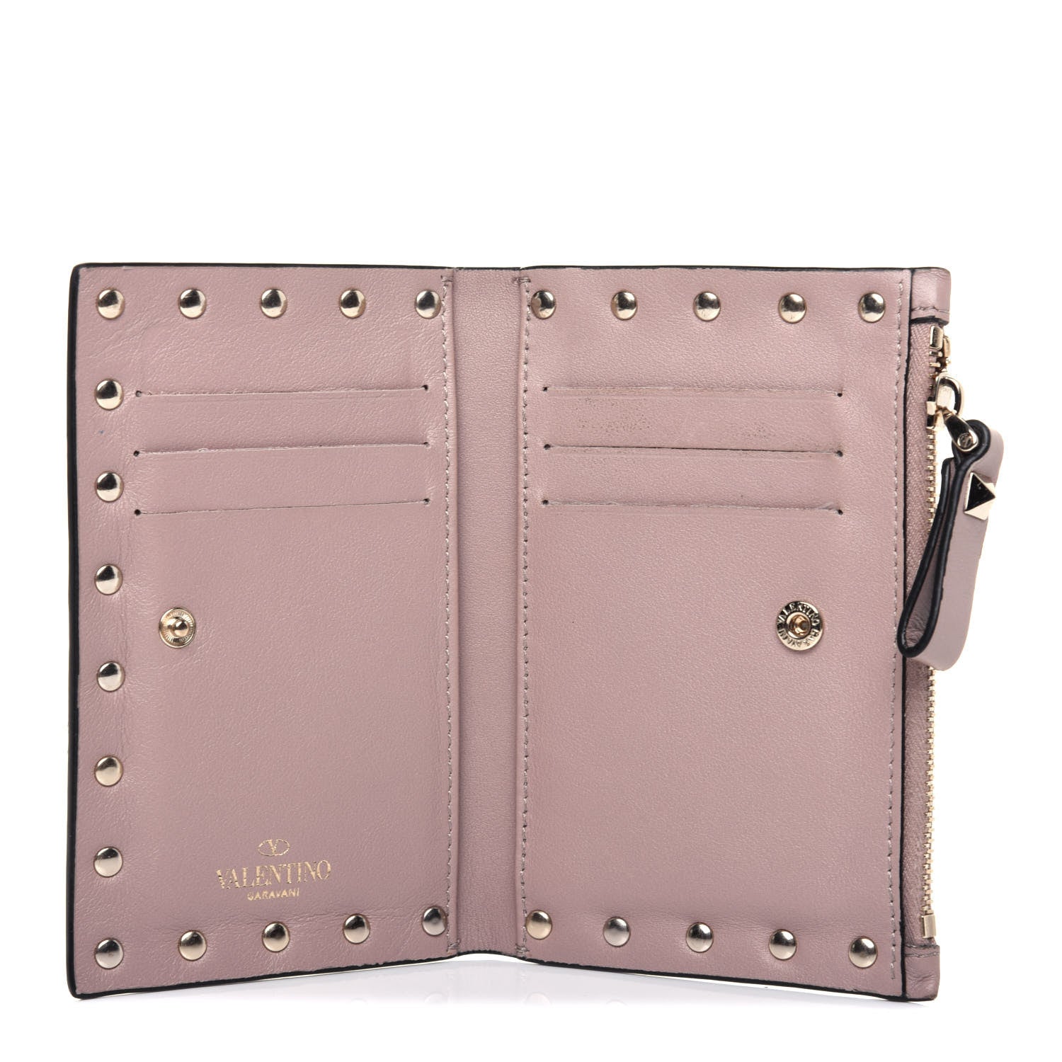 Valentino Garavani Calfskin Rockstud Bi-Fold Wallet Poudre 5 of 13