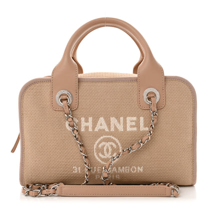 Chanel Canvas Deauville Small Bowling Bag Beige 1 of 13