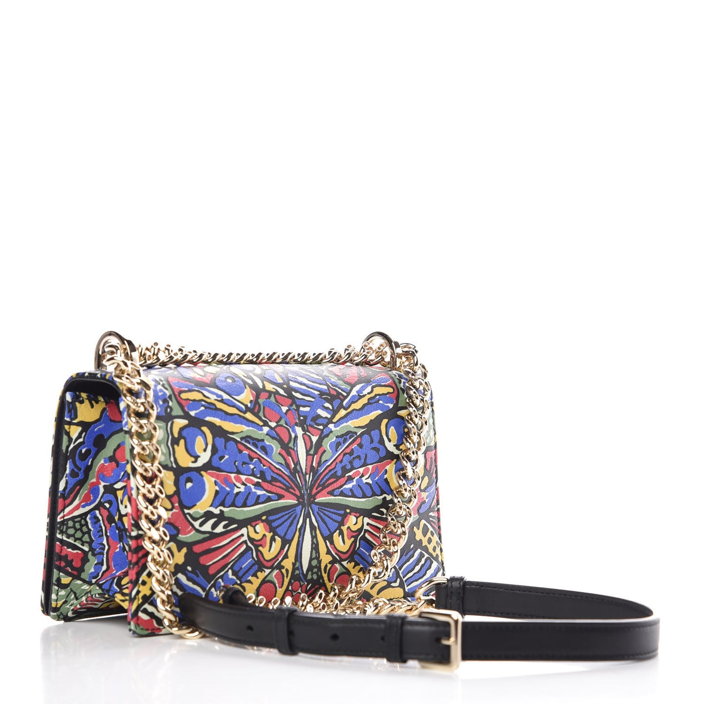 Calfskin Butterfly Printed Small Diorama Flap Bag Multicolor