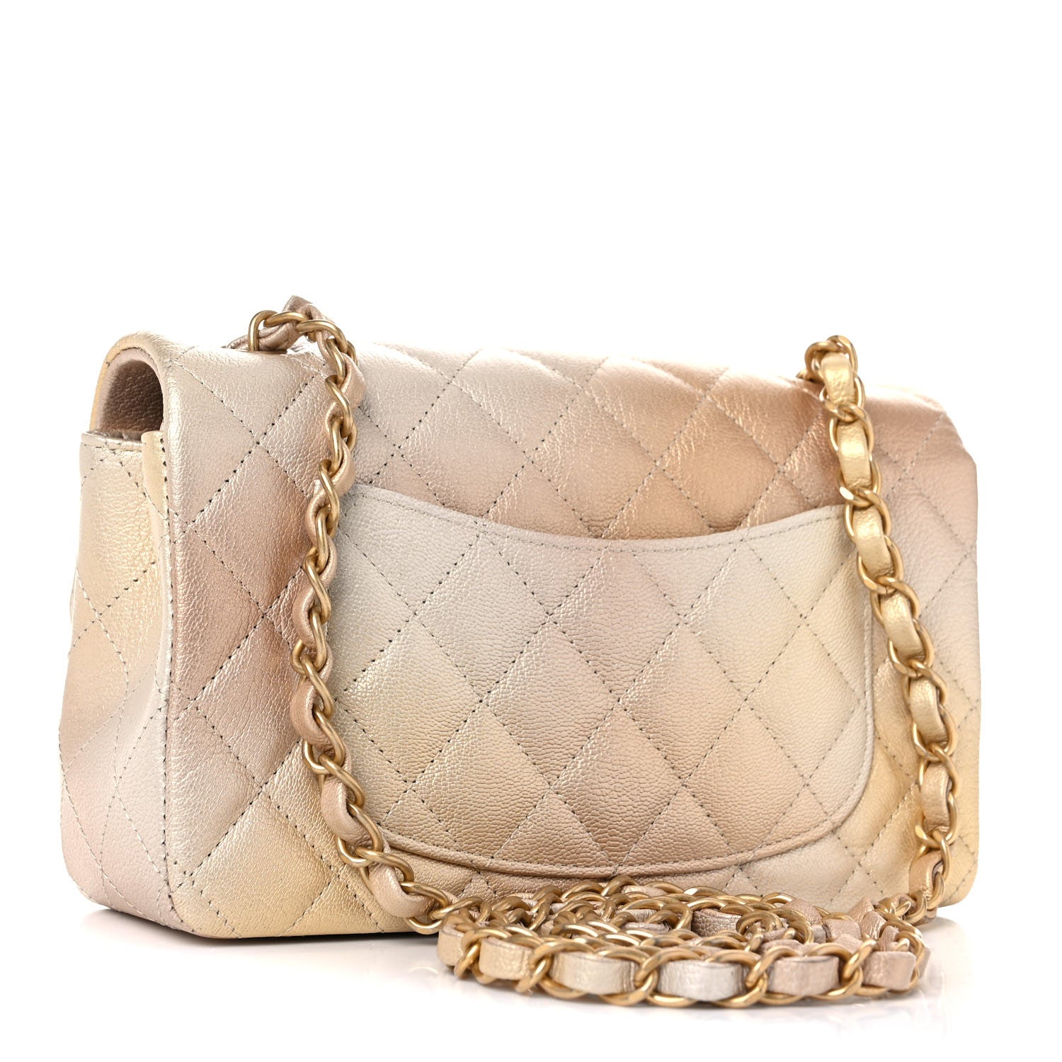 Chanel Metallic Goatskin Quilted Mini Rectangular Flap Gold 3 of 10