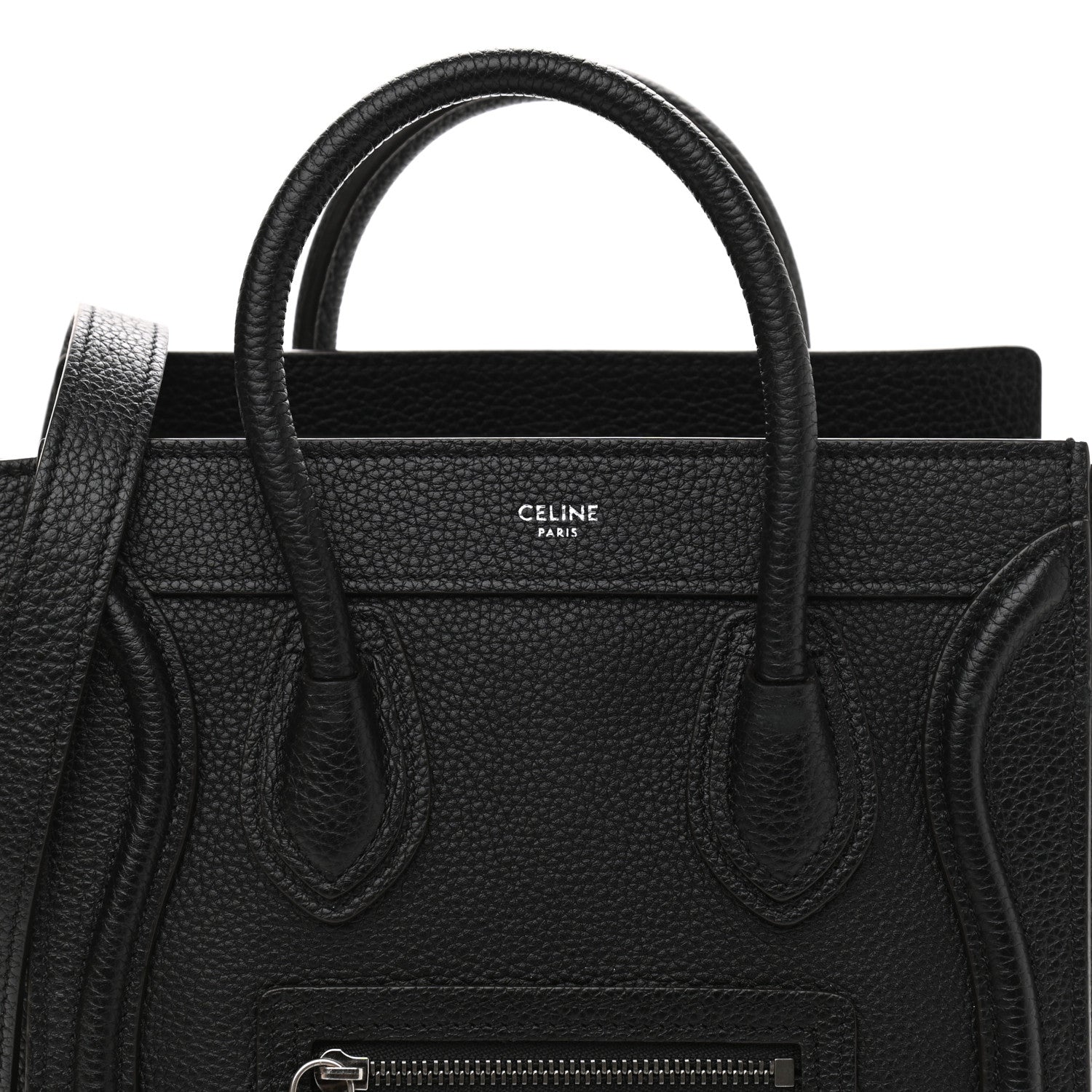 Celine Drummed Calfskin Nano Luggage Black 8 of 10