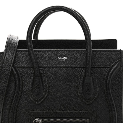 Celine Drummed Calfskin Nano Luggage Black 8 of 10