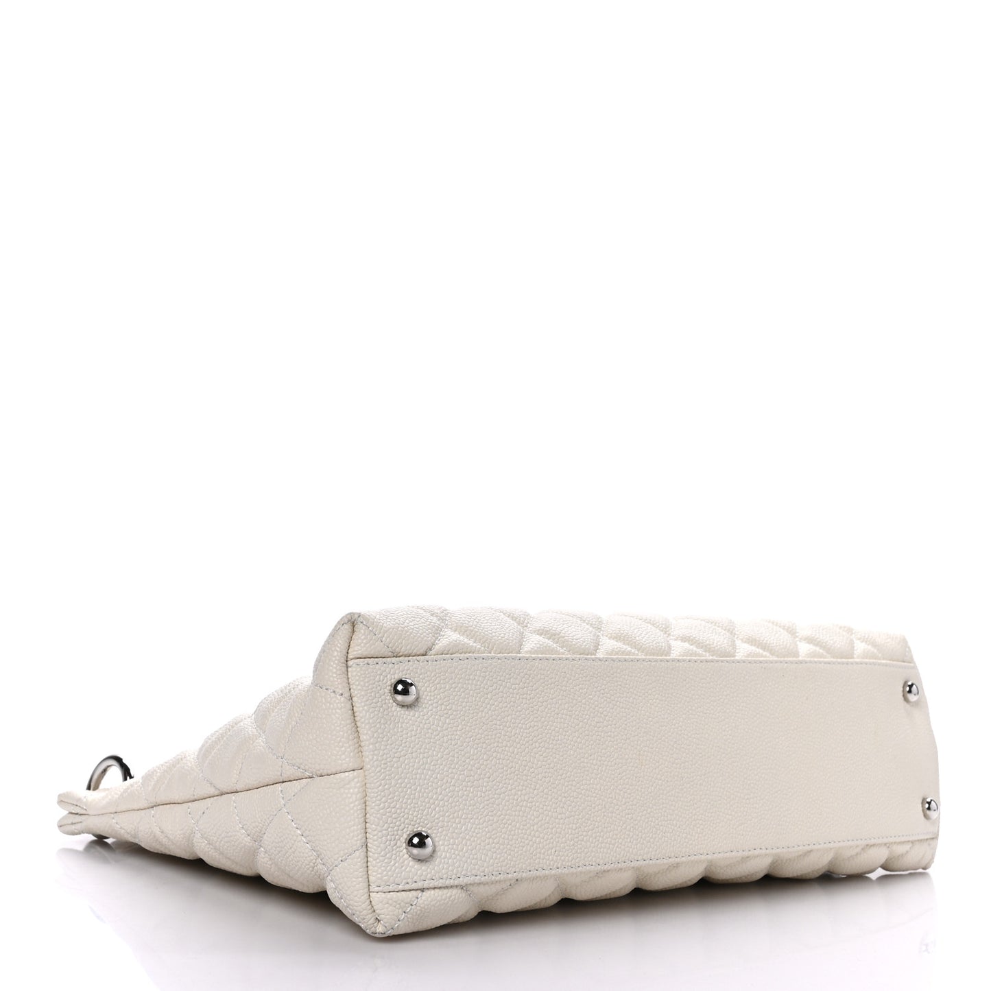 Caviar Quilted Easy Zip Tote White