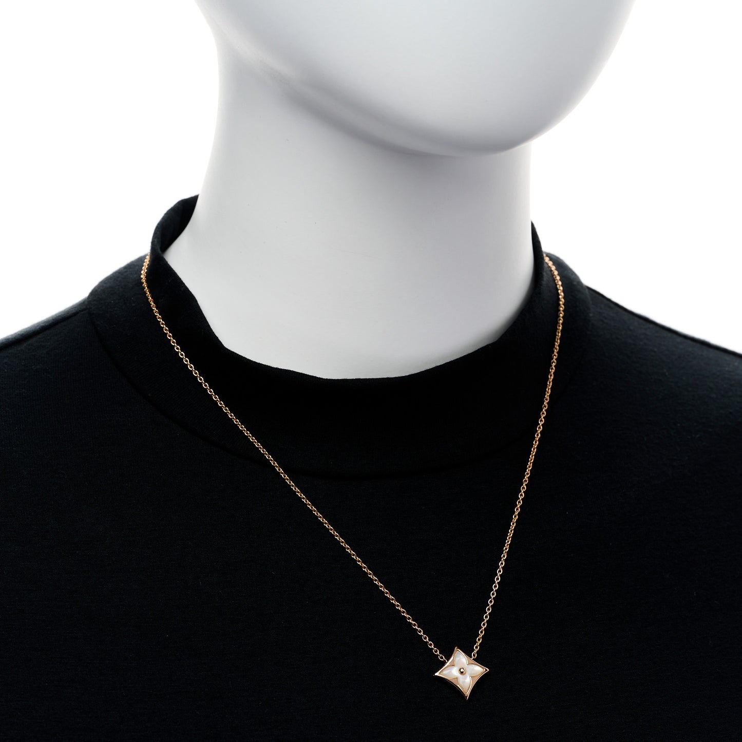 18K Pink Gold Mother of Pearl Color Blossom Star Pendant Necklace