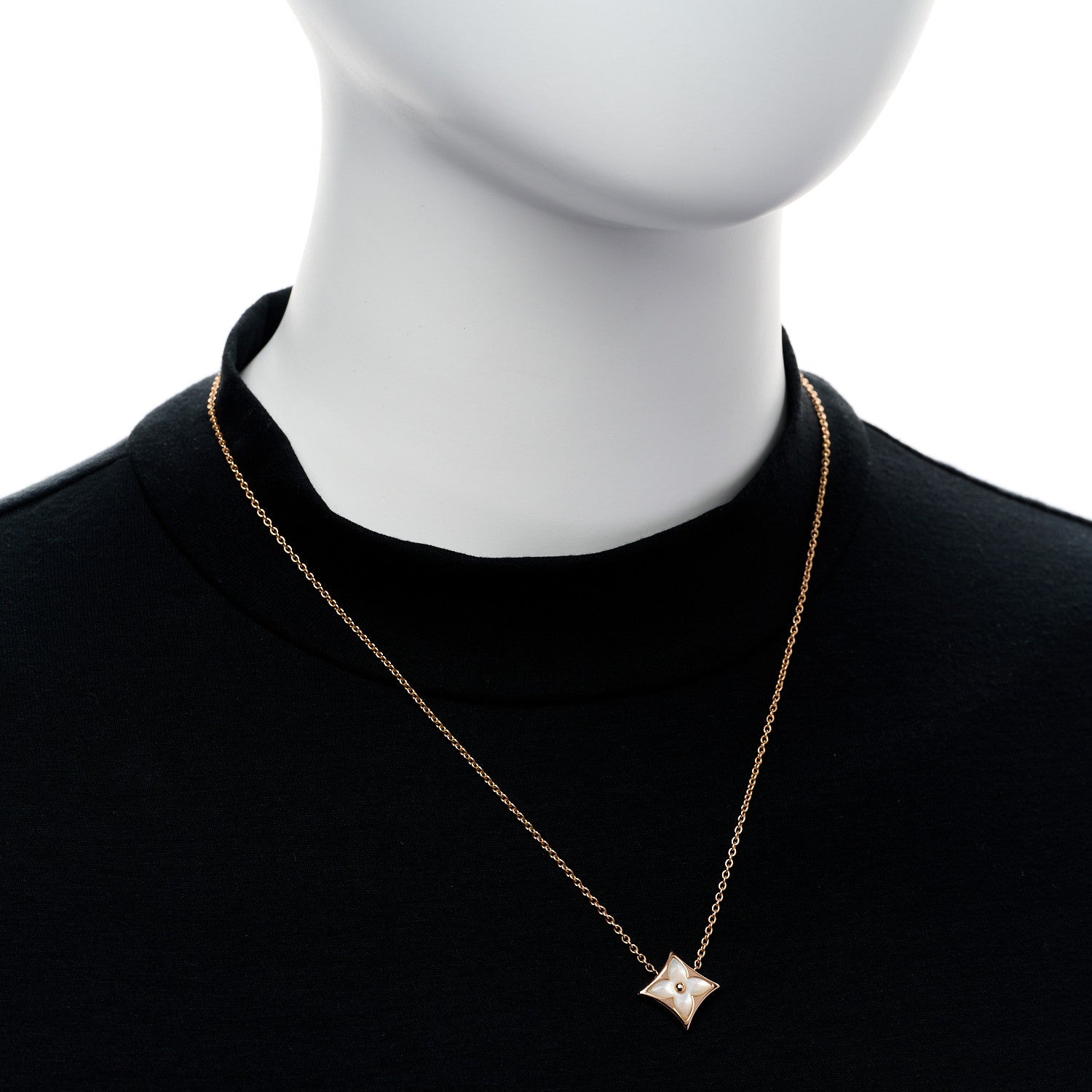 Louis Vuitton 18K Pink Gold Mother of Pearl Color Blossom Star Pendant Necklace 2 of 6