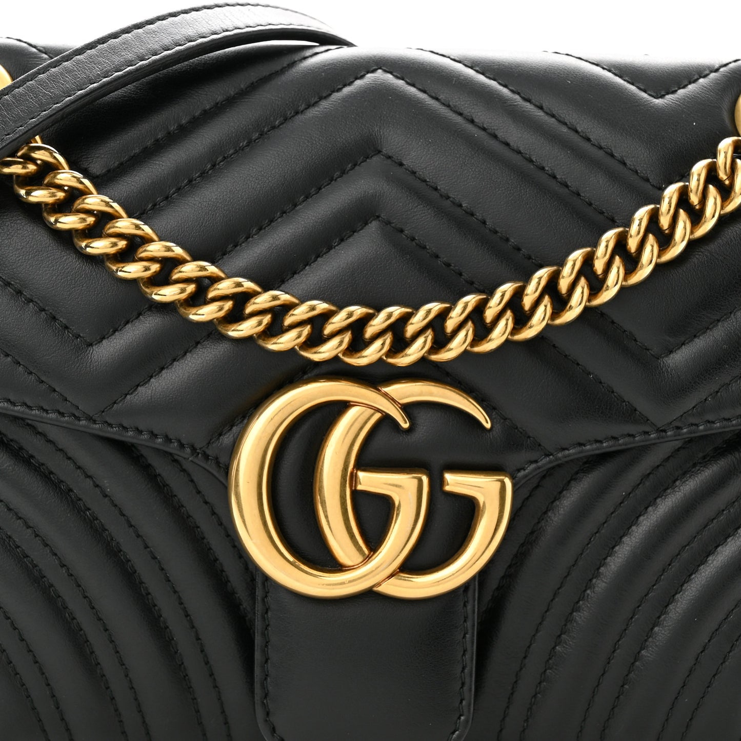 Calfskin Matelasse Small GG Marmont Shoulder Bag Black