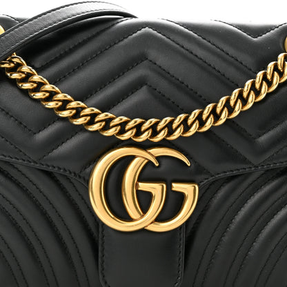 Gucci Calfskin Matelasse Small GG Marmont Shoulder Bag Black 8 of 10