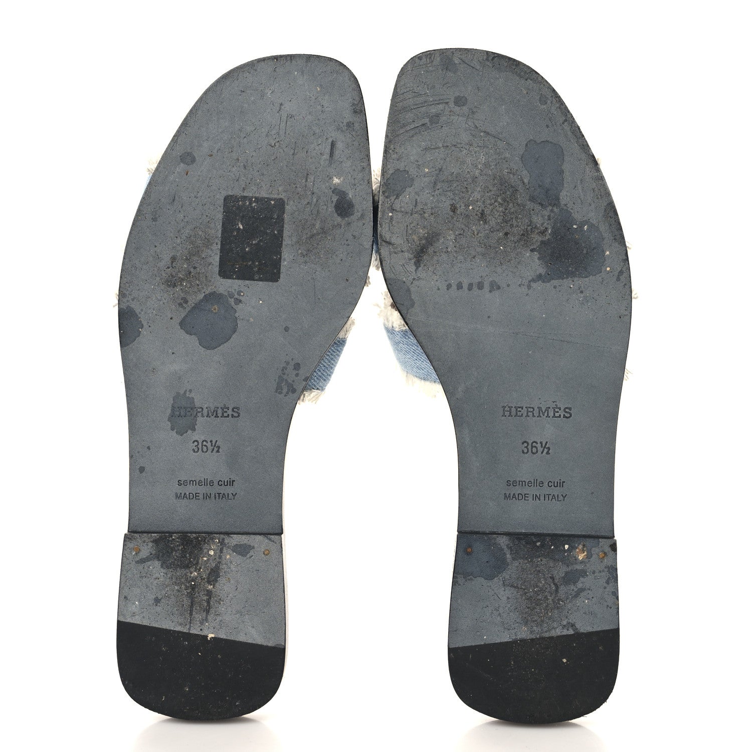 Hermes Denim Oran Fringe Sandals 36.5 Bleu Clair 6 of 9