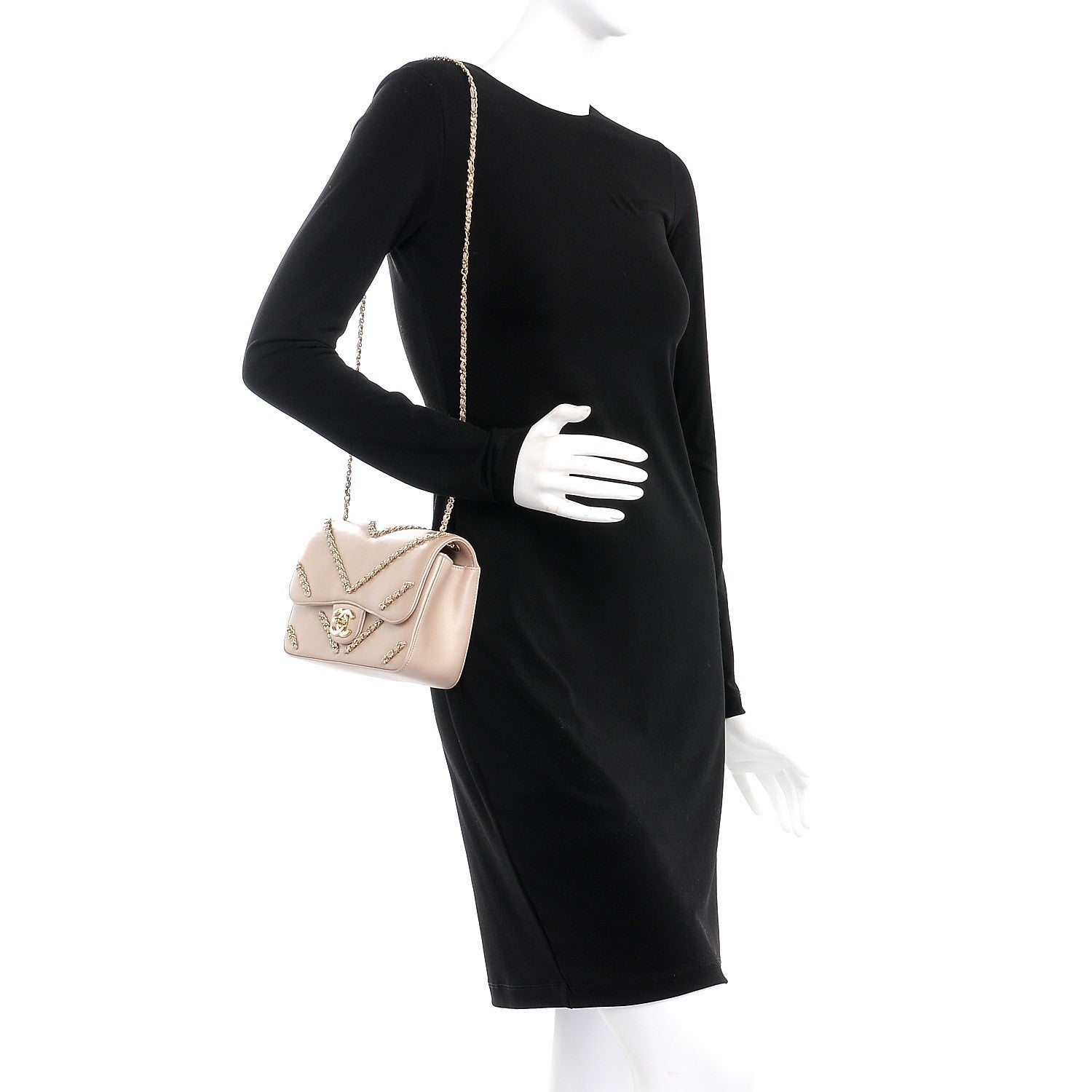 Chanel Metallic Lambskin Small CC Chained Flap Light Gold 2 of 8