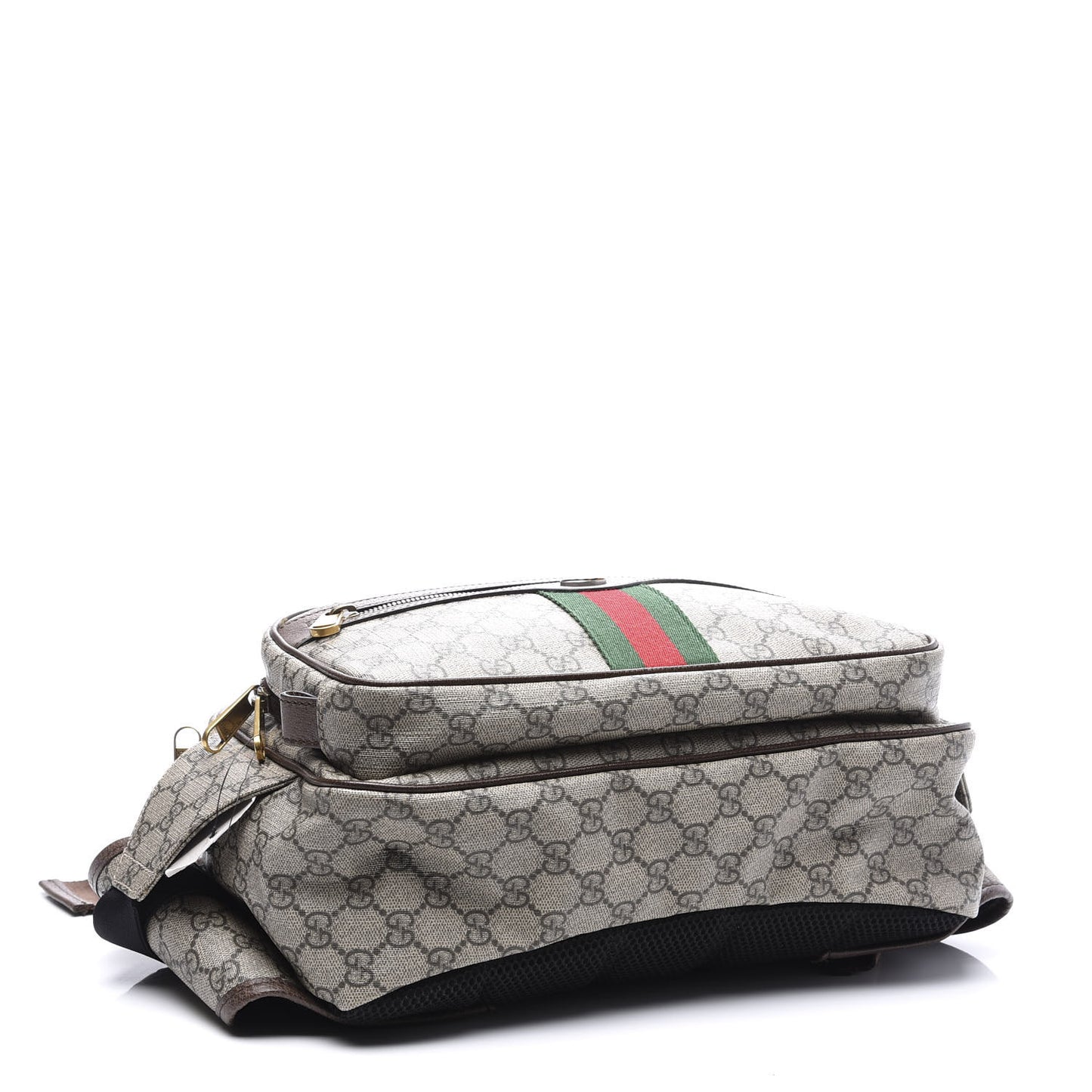 Soft GG Supreme Monogram Textured Dollar Calfskin Web Ophidia Pouch Pocket Belt Bag Beige Ebony New Acero Black
