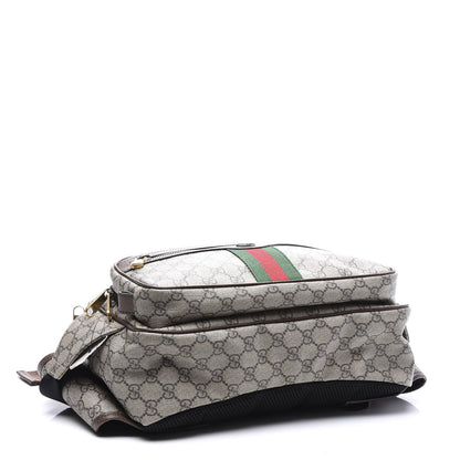 Gucci Soft GG Supreme Monogram Textured Dollar Calfskin Web Ophidia Pouch Pocket Belt Bag Beige Ebony New Acero Black 3 of 11