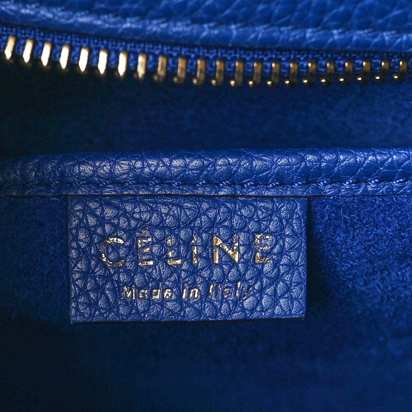 Celine Drummed Calfskin Nano Luggage Indigo 6 of 10