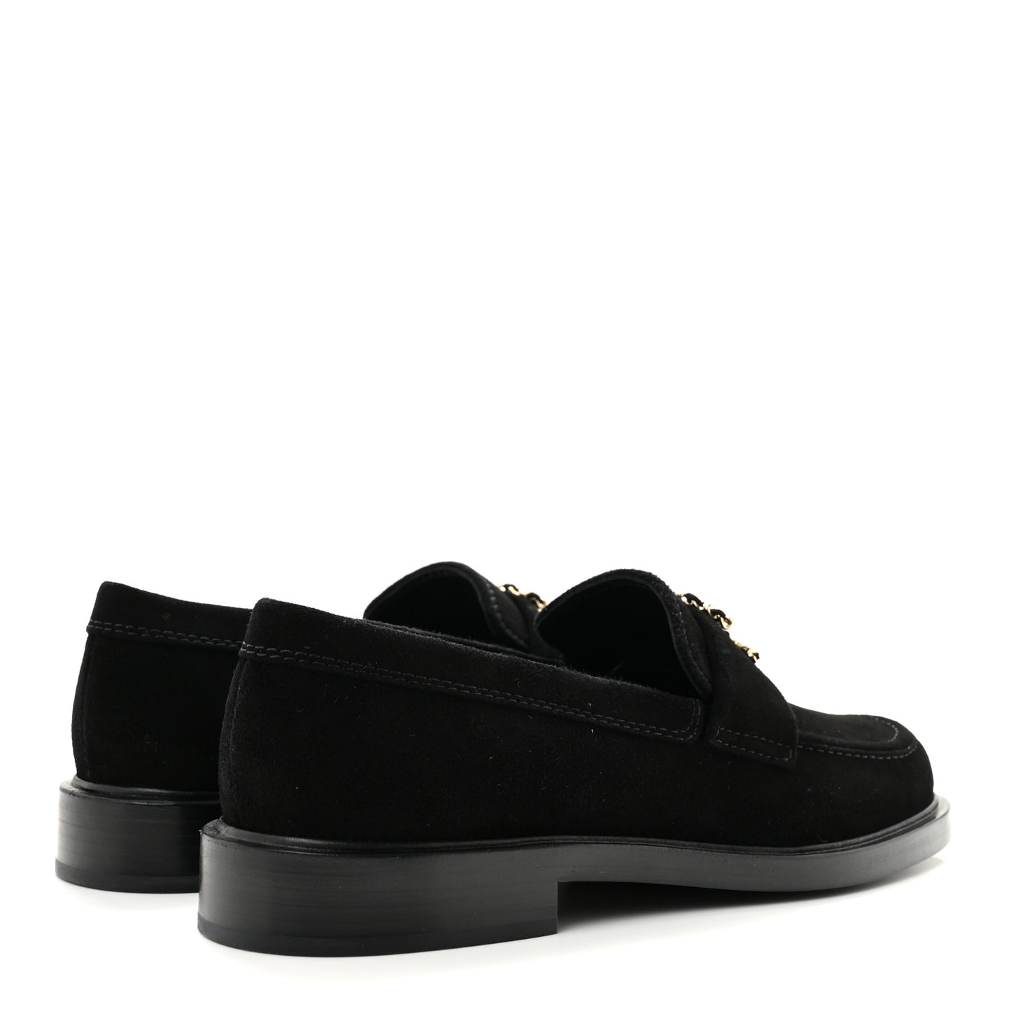 Suede Kidskin Crystal CC Loafers 37 Black