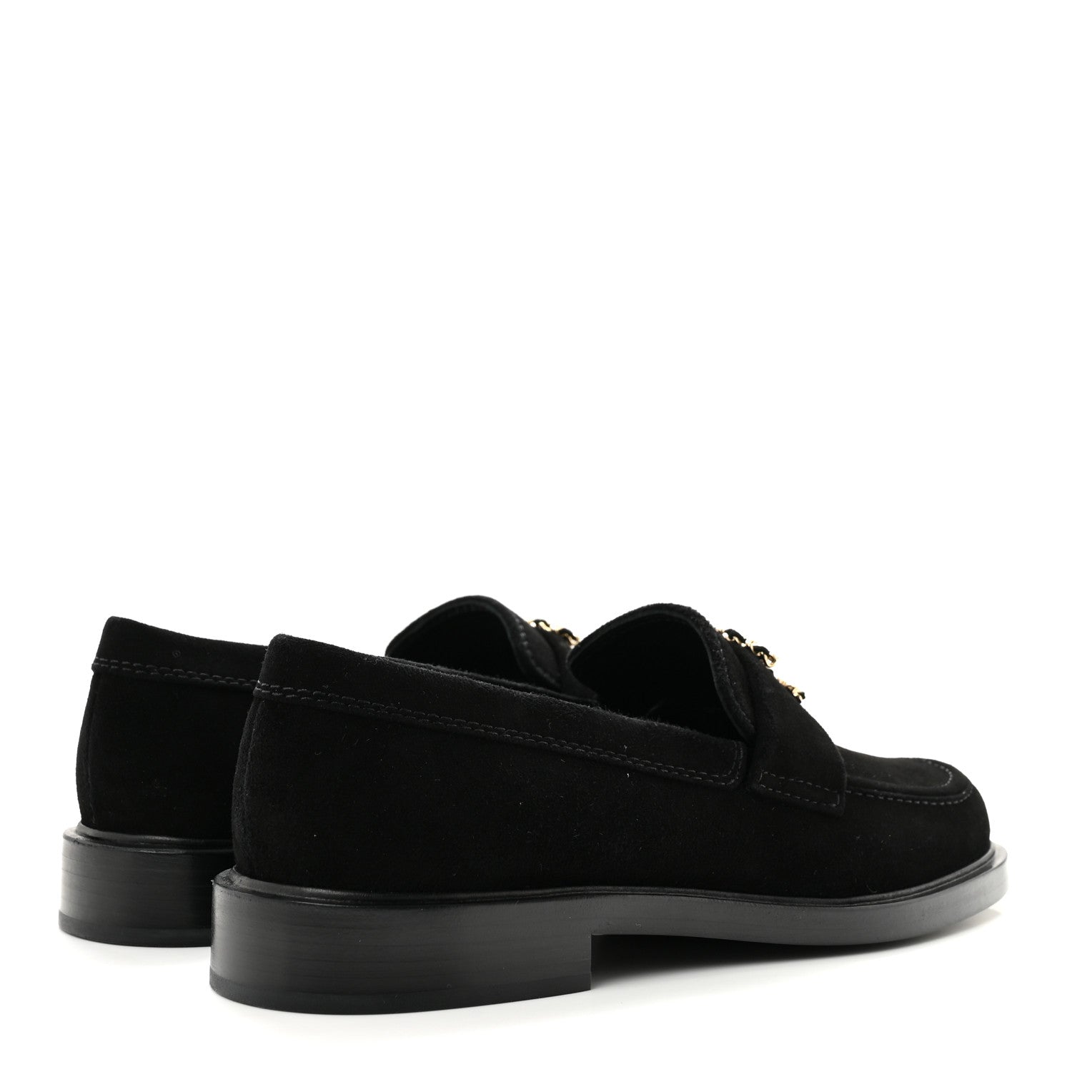 Chanel Suede Kidskin Crystal CC Loafers 37 Black 5 of 9