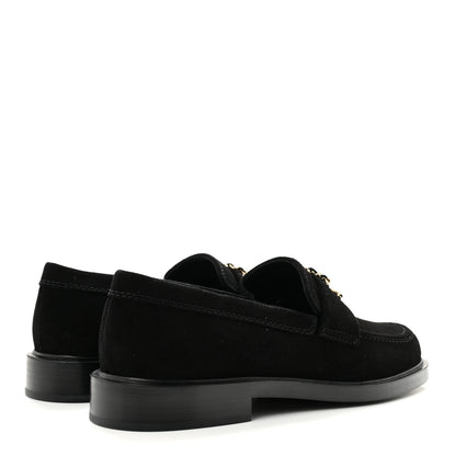 Chanel Suede Kidskin Crystal CC Loafers 37 Black 5 of 9