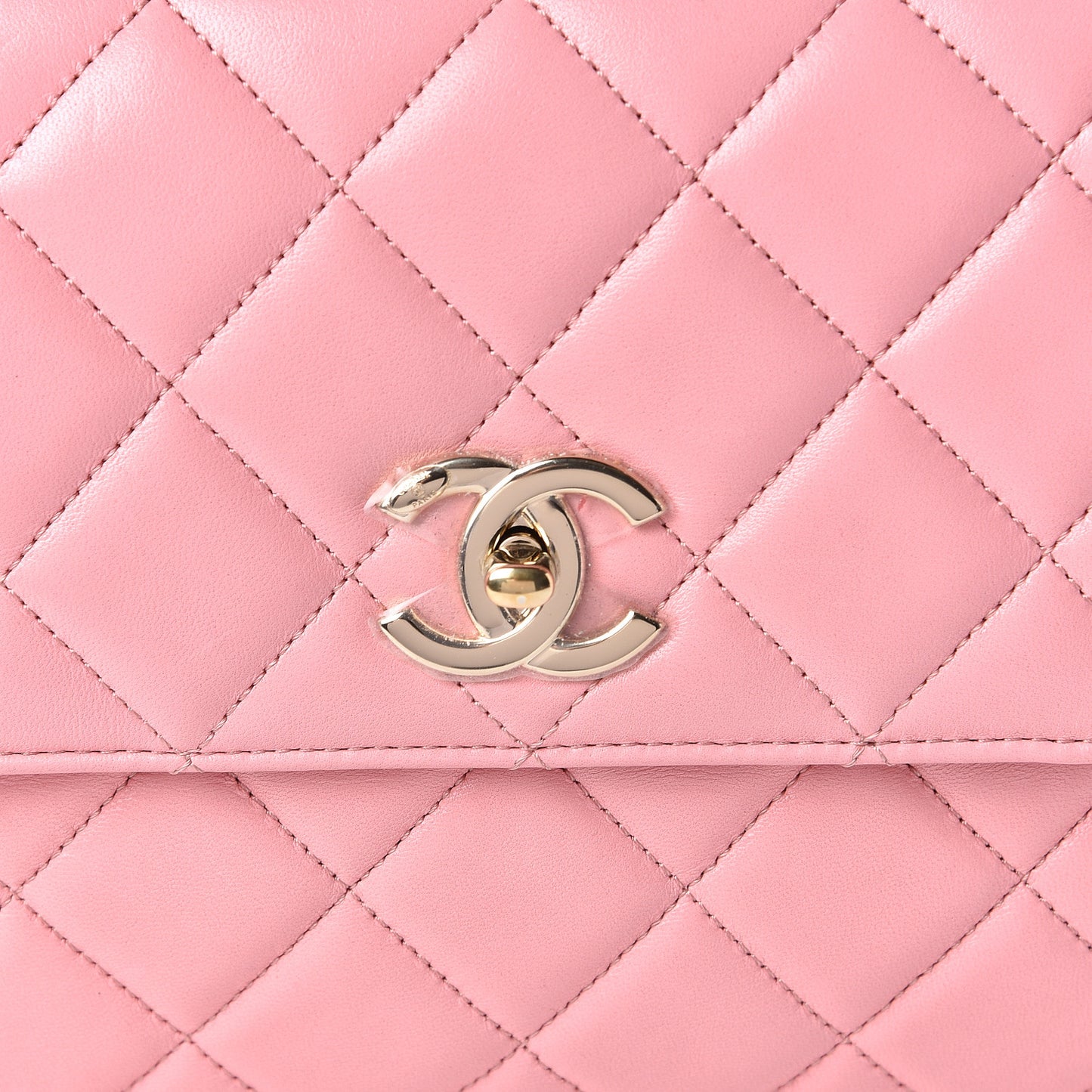 Lambskin Quilted Medium Trendy CC Flap Dual Handle Bag Pink