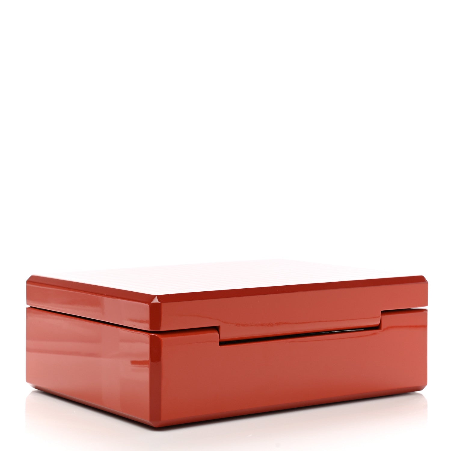 Hermes Lacquered Wood Facettes H en Dedale Jewelry Box Orange Sanguine 3 of 11