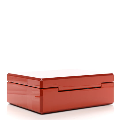 Hermes Lacquered Wood Facettes H en Dedale Jewelry Box Orange Sanguine 3 of 11