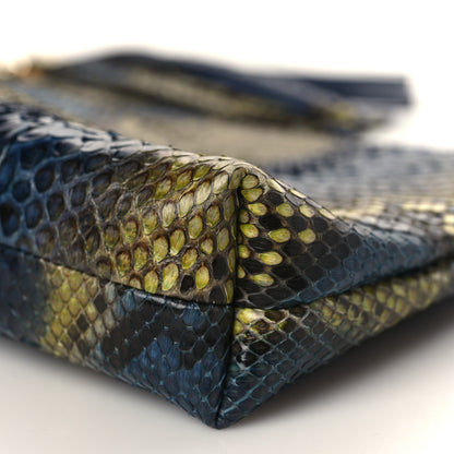 Gucci Snakeskin Tassel Clutch Blue Yellow 9 of 10