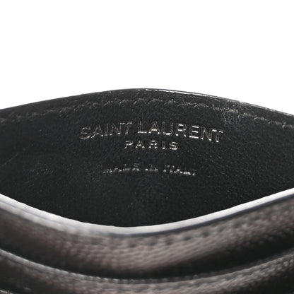 Saint Laurent Grain De Poudre Matelasse Chevron Monochrome Credit Card Case Black 6 of 8