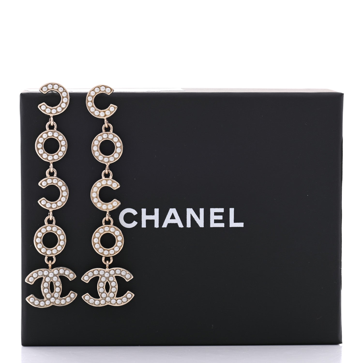Chanel Pearl Coco Drop Earrings Gold 5 of 5