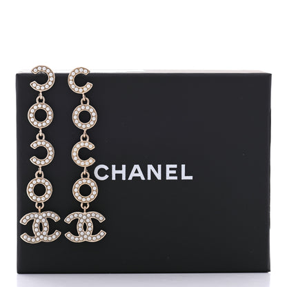 Chanel Pearl Coco Drop Earrings Gold 5 of 5