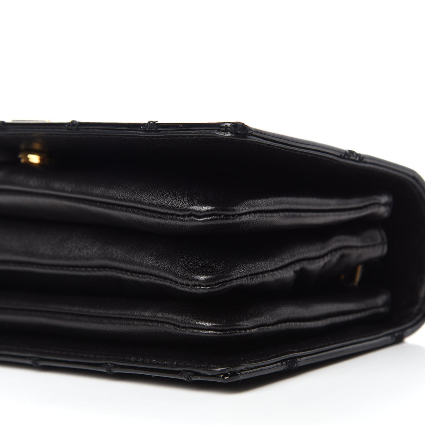 Patent Diamond Quilted Monogram Angie Chain Bag Black