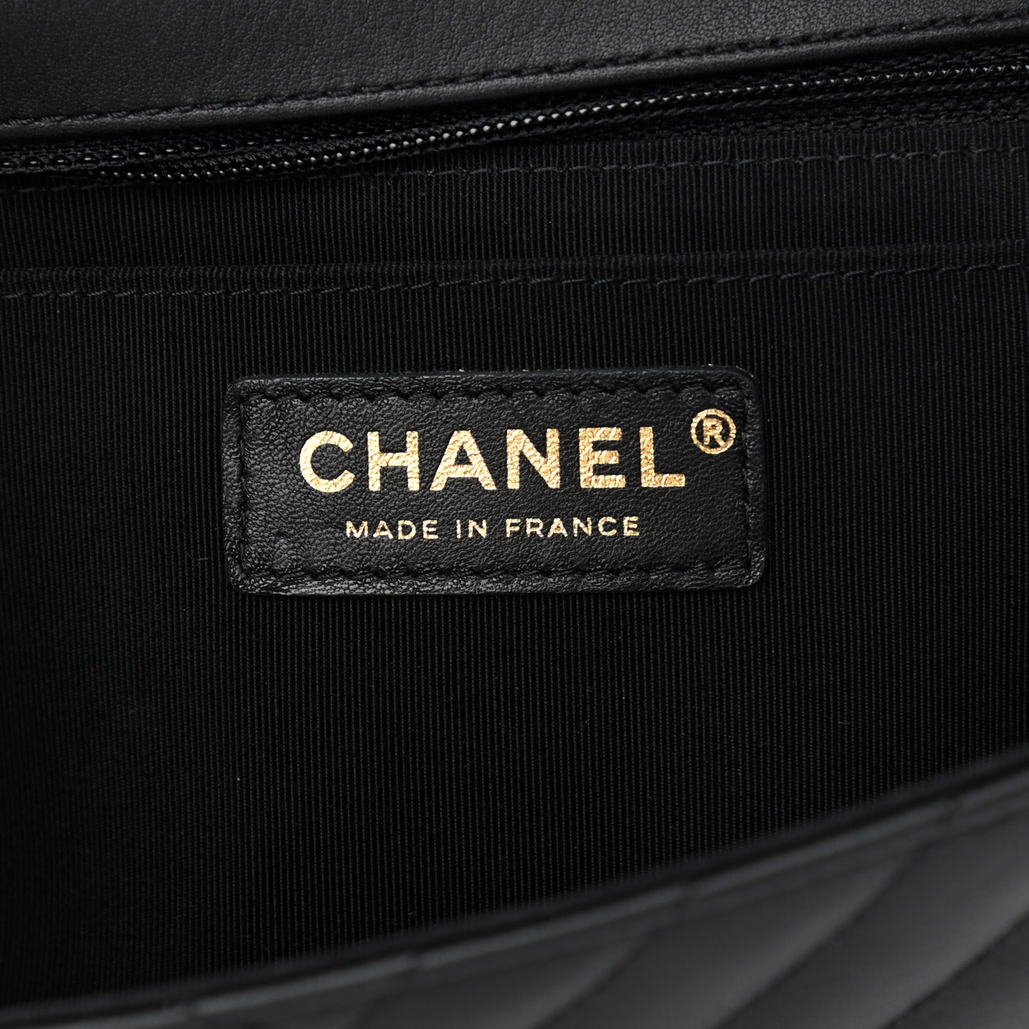 Calfskin Chevron Quilted Medium Statement Flap Black
